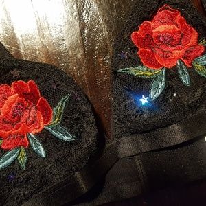 Red Rose Black Lace Bralette XS